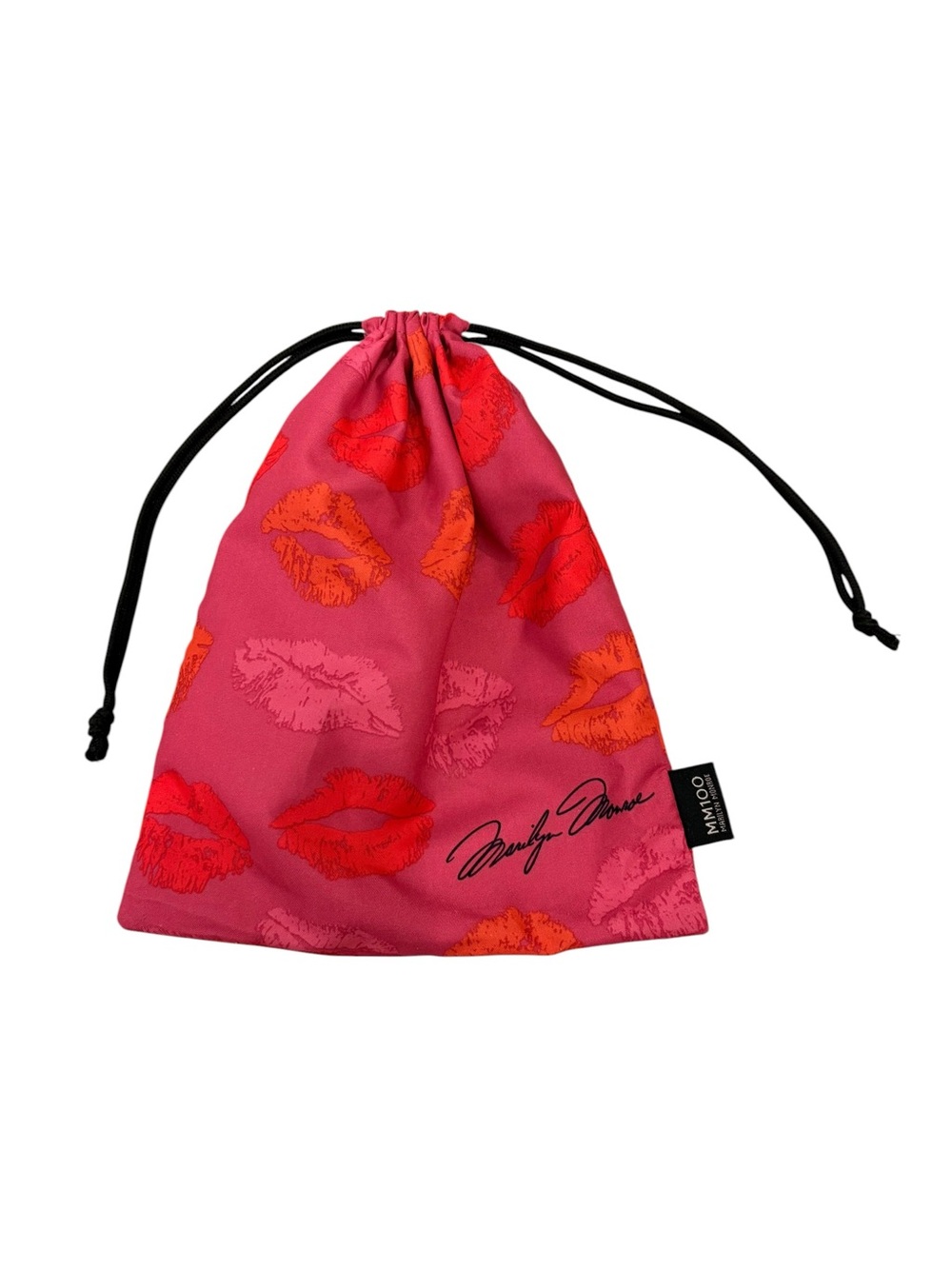 Mido Pink Drawstring Pouch with Red & Orange Kiss Print- new